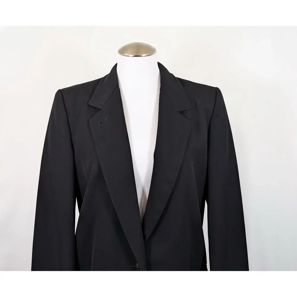 Vintage 70s Skirt Suit Calvin Klein Black Jacket Business Size 8 10 IGLWU - Picture 3 of 16